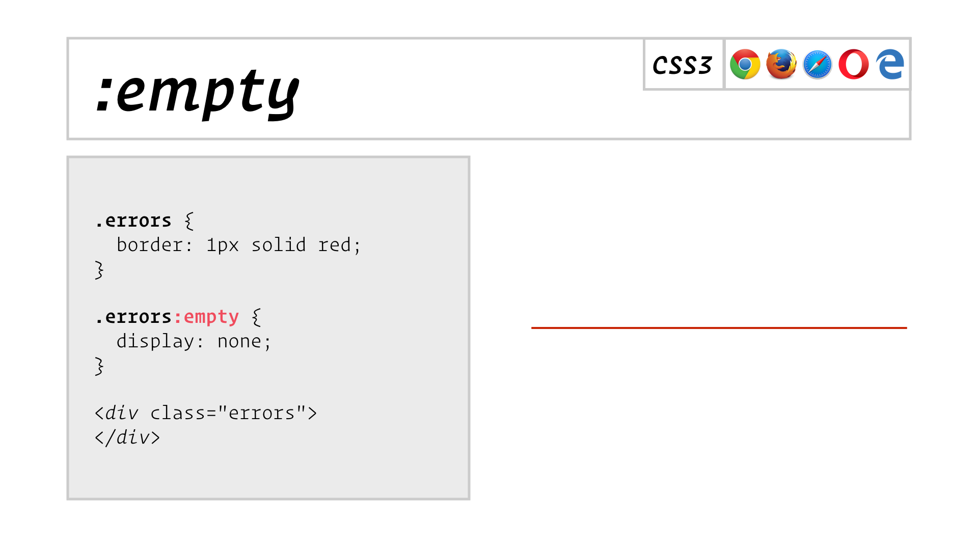 slide: :empty doesn’t apply to a div with a line break between the opening and closing tags