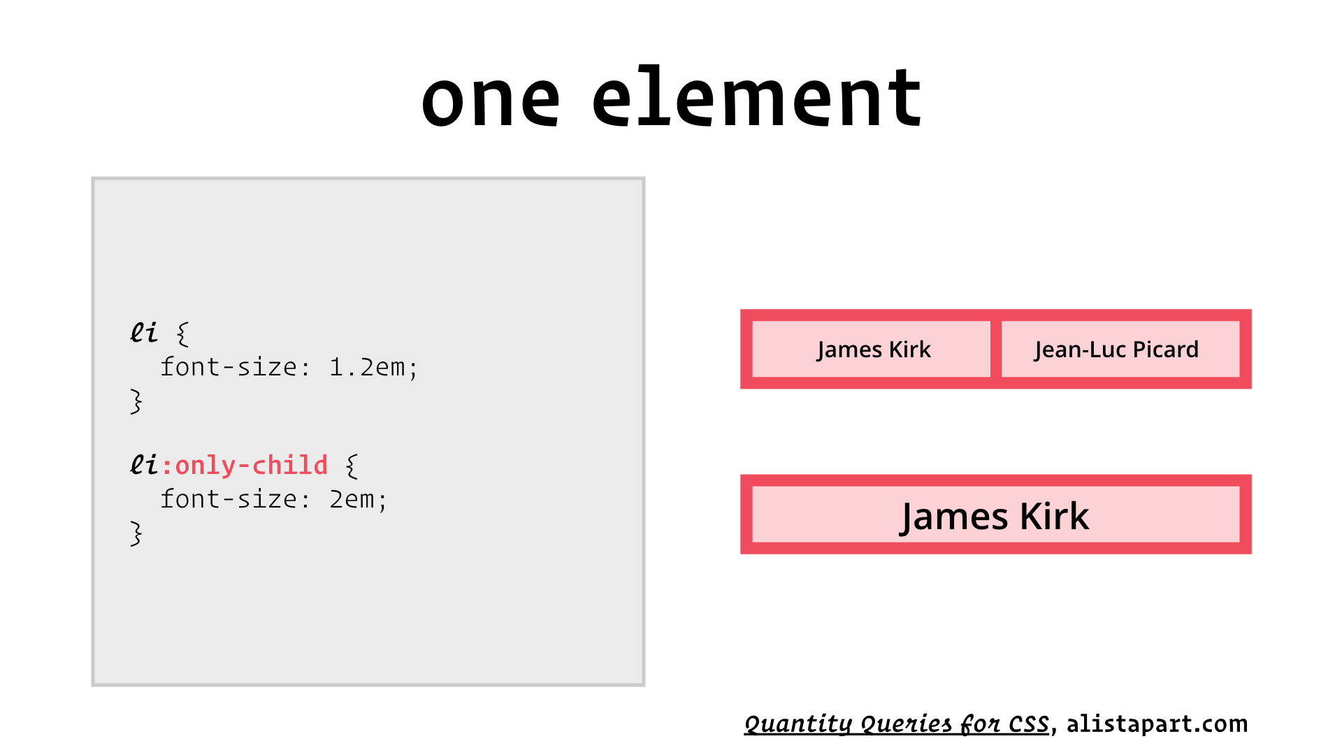 slide: one element li:only-child