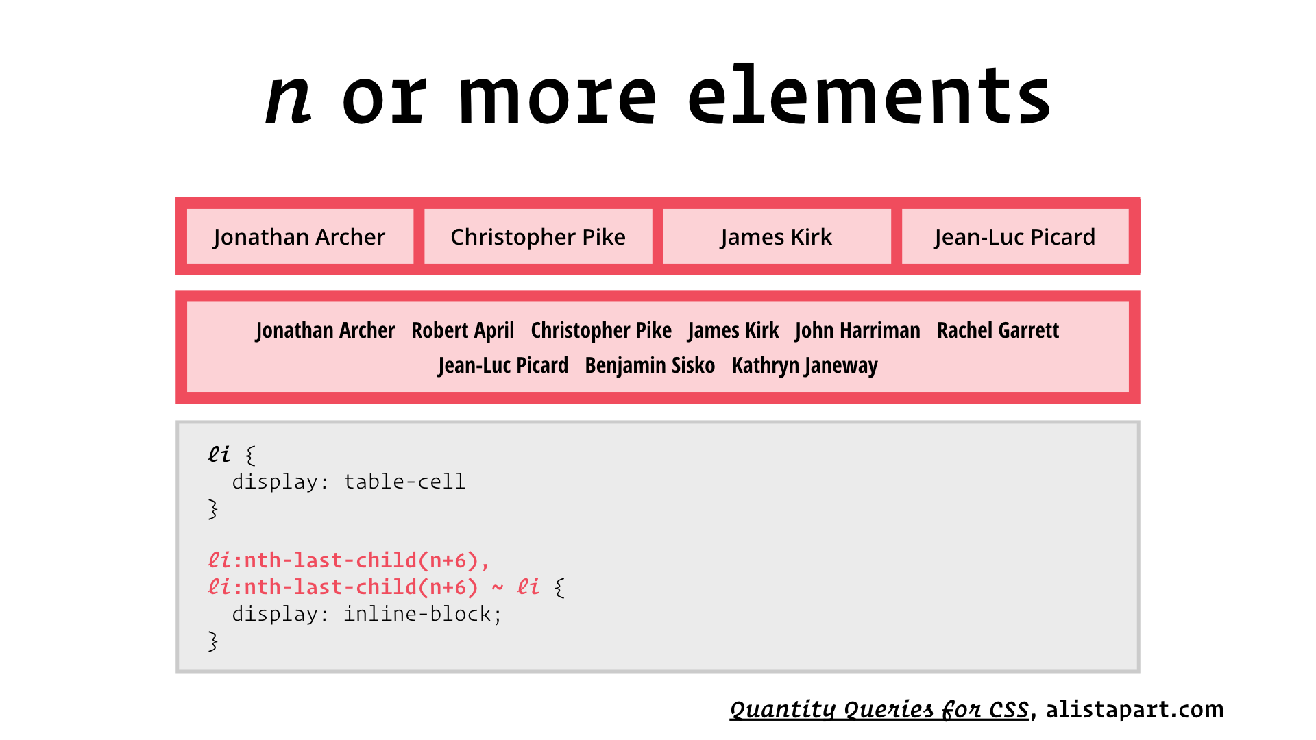 slide: li:nth-last-child(n+6), li:nth-last-child(n+6) ~ li