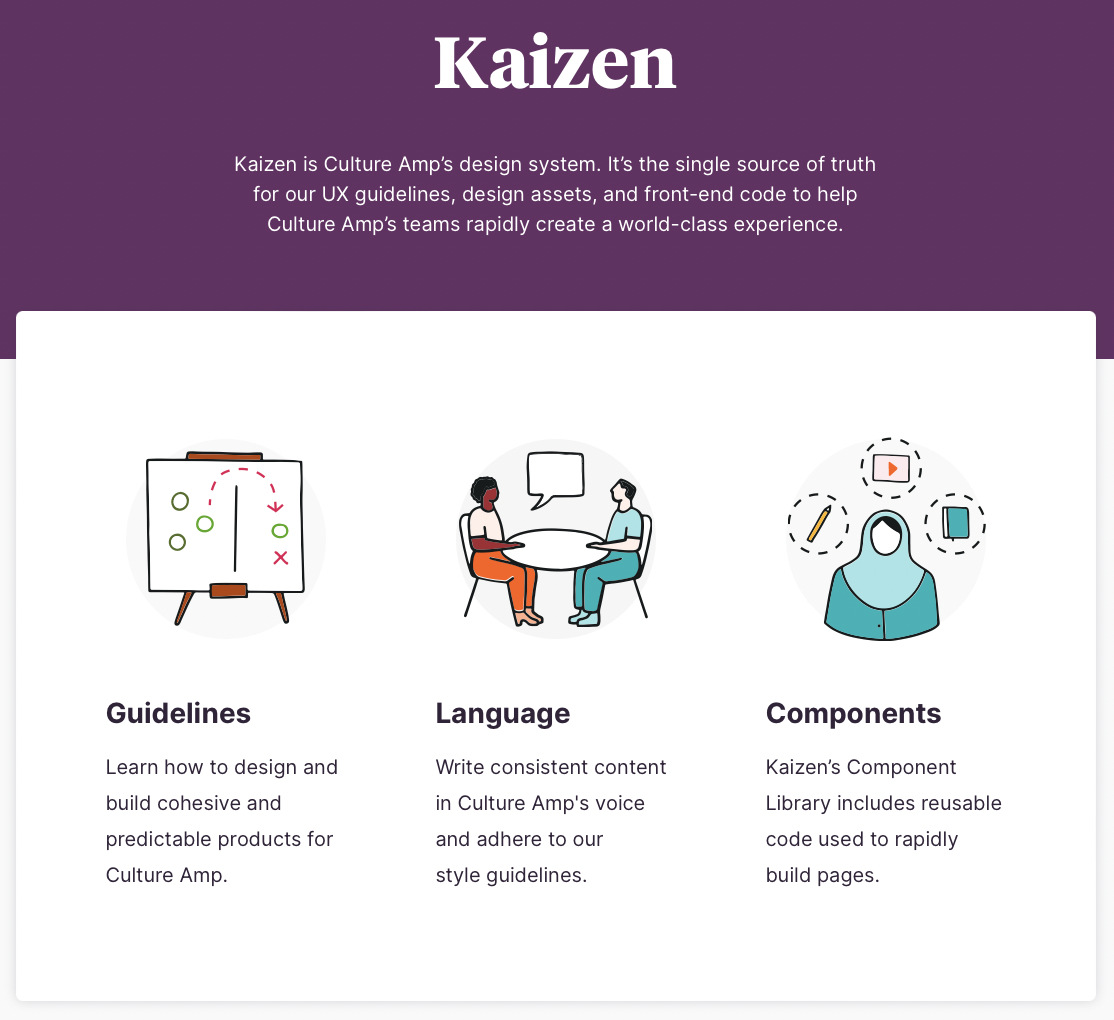 screenshot of the Kaizen home page