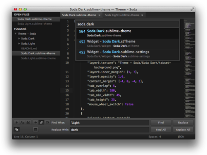 screenshot of the Soda Dark theme